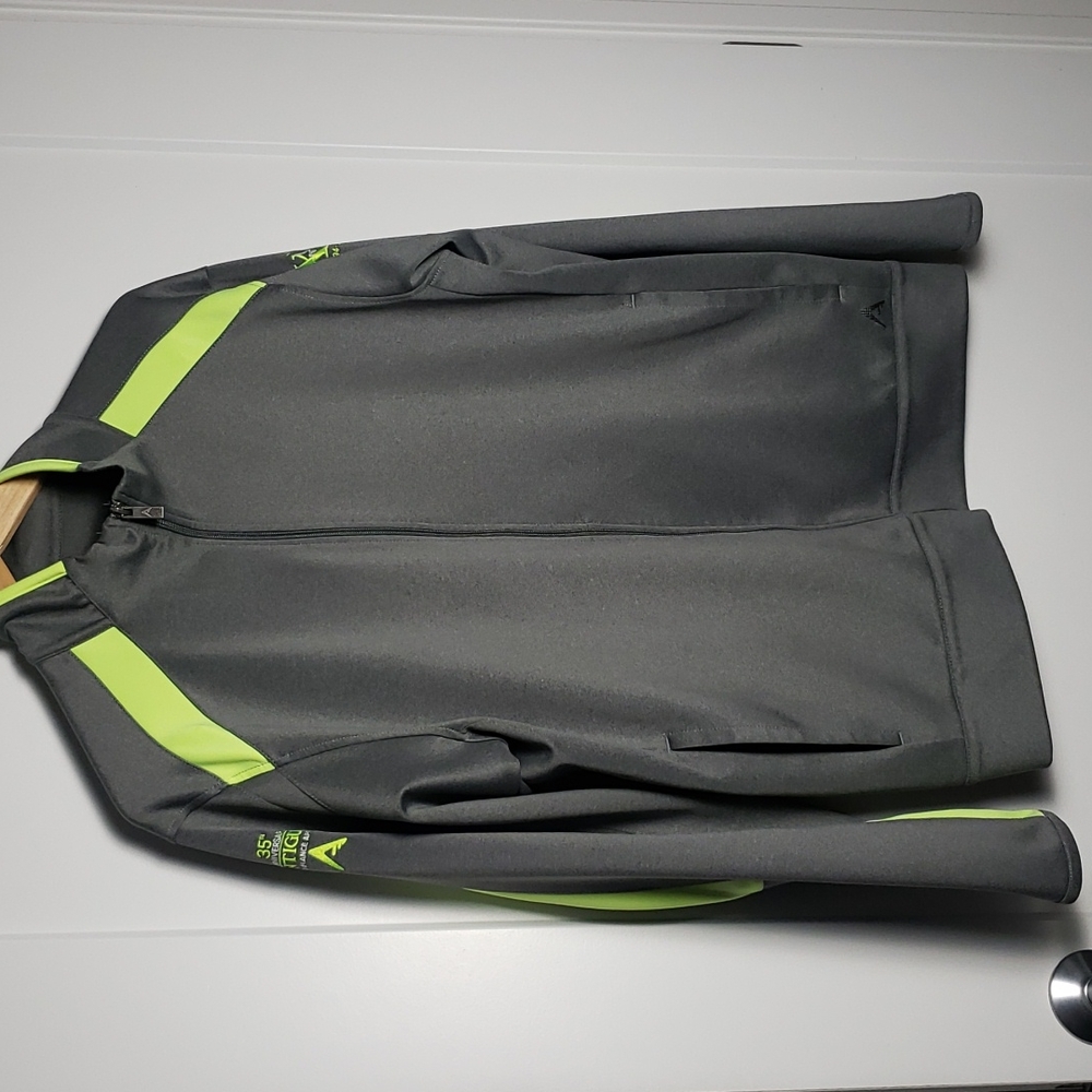Antigua Large Neon Green Gray Men’s Full Zip Jacket EUC